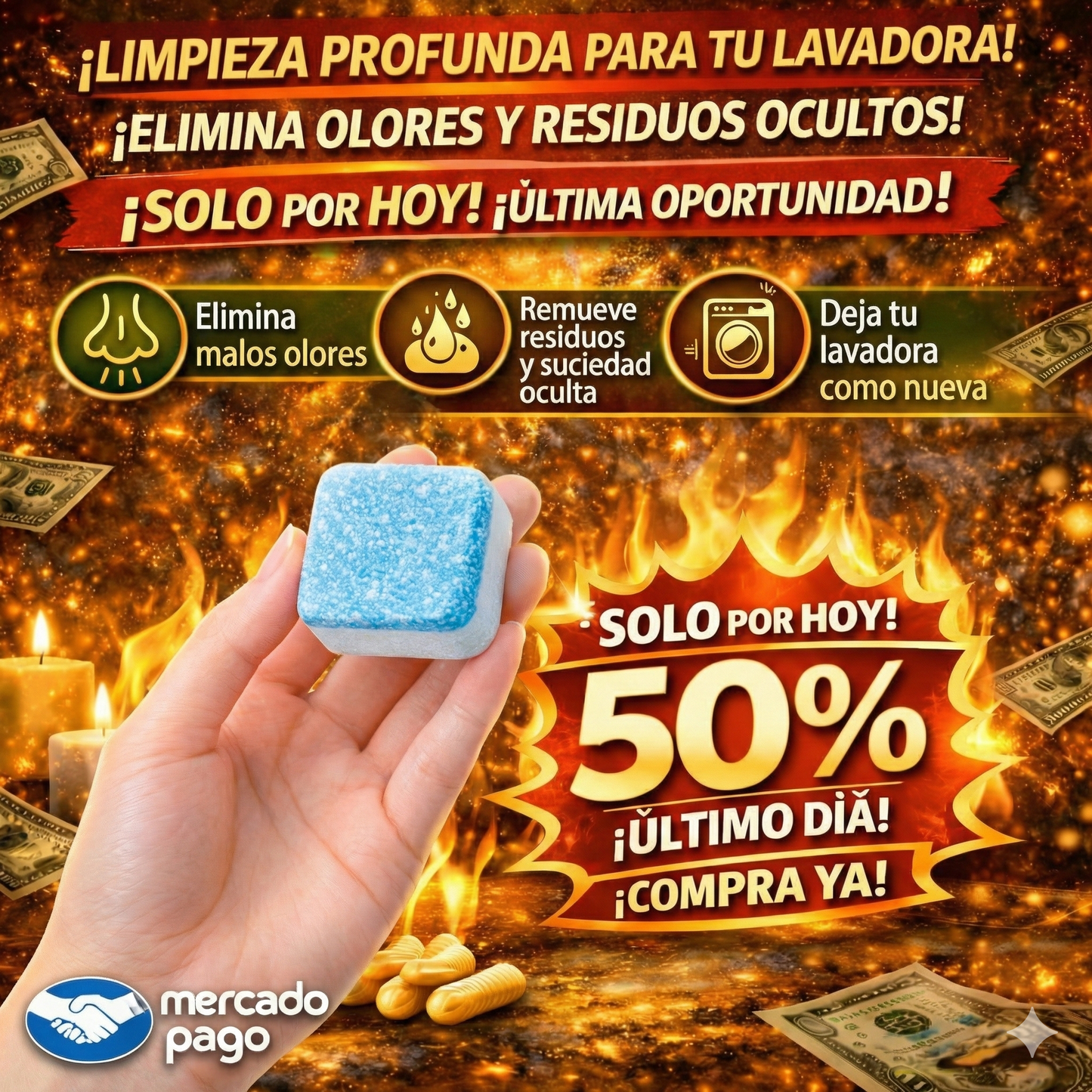 Pastillas Limpia Lavadoras PRO (12 und) - lavadora limpia, Ropa sin olor