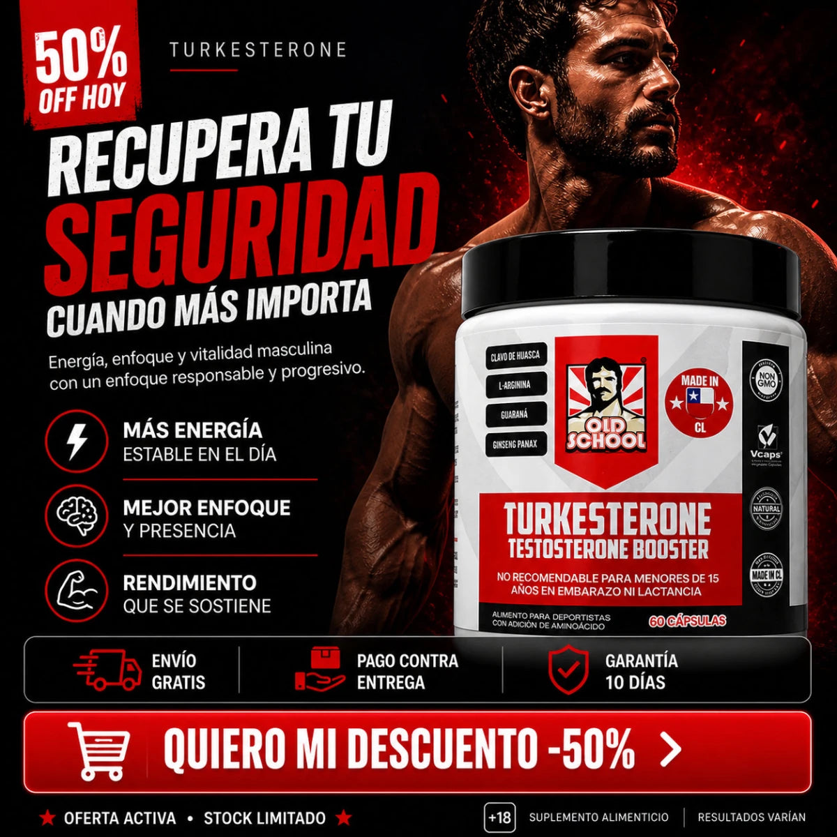 TURKESTERONE | Rinde Más en la Intimidad - Fórmula Natural (60 Capsulas) - Bodega Núcleo