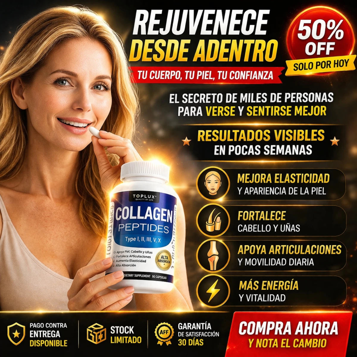 ¿Tu cuerpo ya no te representa? Detén el desgaste y vuelve a brillar. (90 Capsulas) - Bodega Núcleo