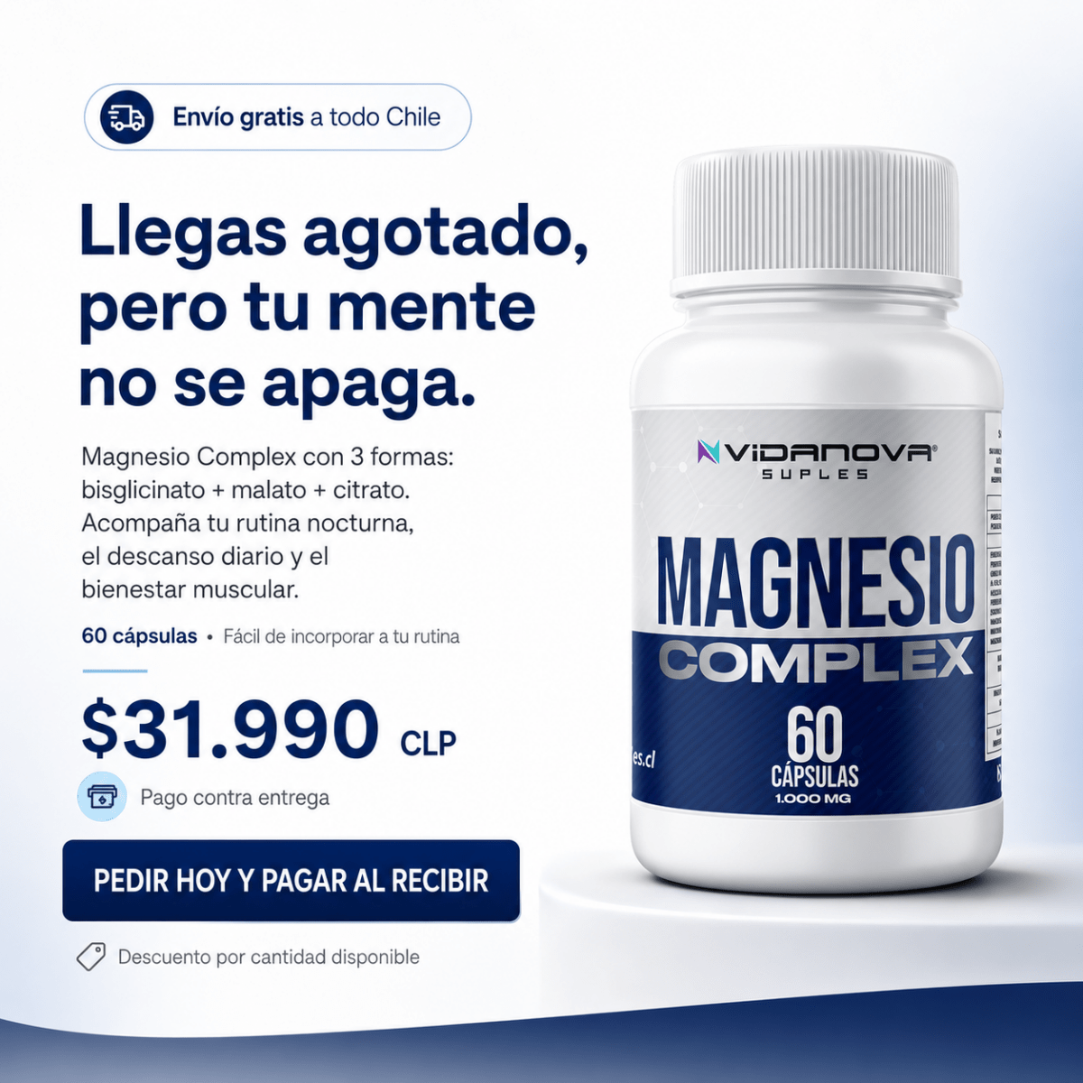 Magnesio Complex | Llegas agotado, pero tu mente no se apaga - Bodega Núcleo